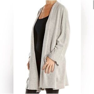 Donni Cardigan Ribbed Gray Plus Size with Pockets Longline